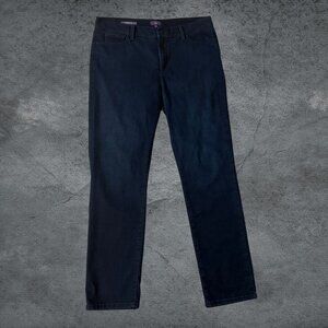 NYDJ Sheri Slim Straight Women's Jeans Lift Tuck Technology Dark Blue Size 14